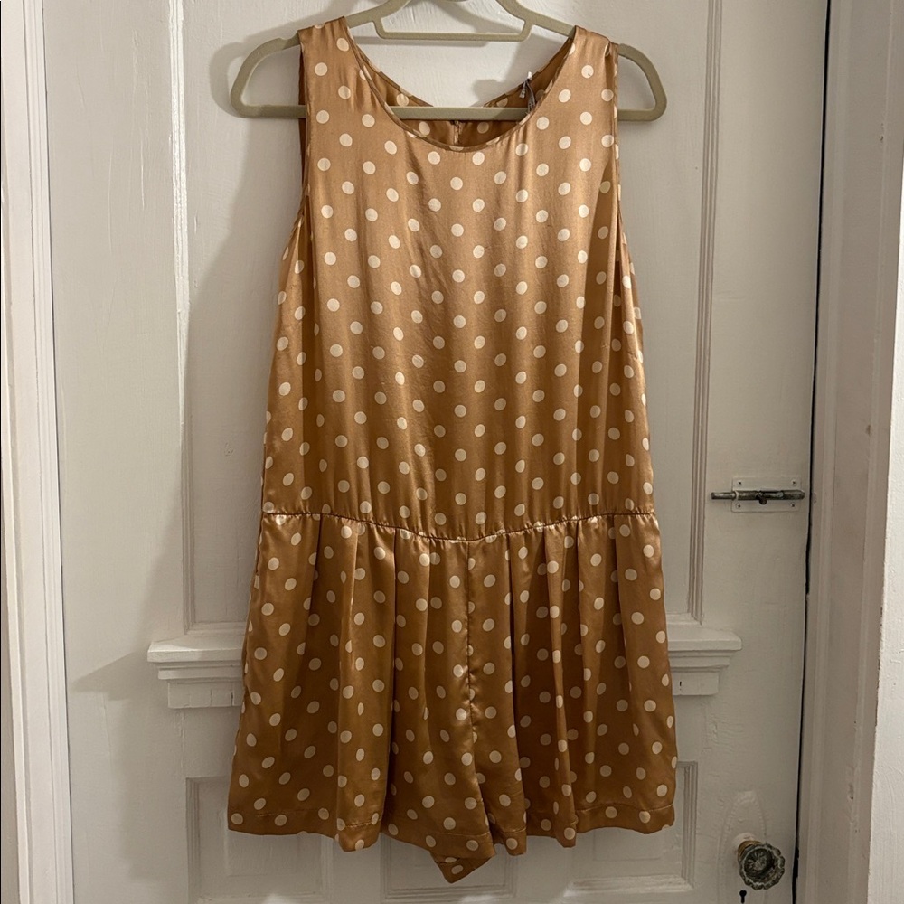 Vintage Robert Rodriguez Brown and Cream Polka Dot Romper